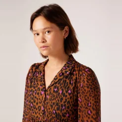 Robe courte imprimée marron