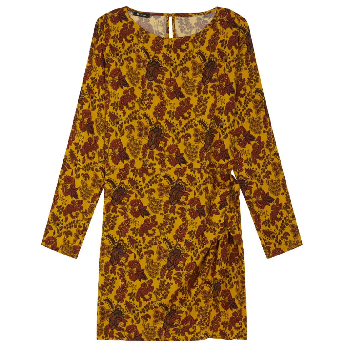 Robe courte imprimée toile de jouy - Valéria jaune en viscose