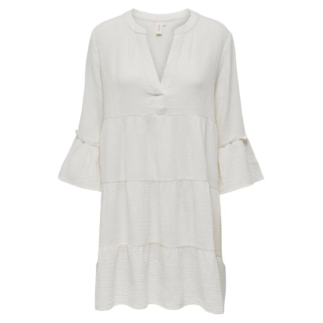 Robe courte manches 3/4 blanc en coton bio Ruby