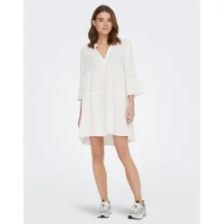 Robe courte manches 3/4 blanc en coton bio Ruby