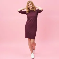 Robe courte manches 3/4 zips bordeaux en viscose