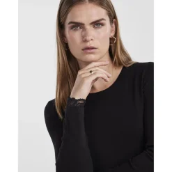 Robe courte manches longues noir en viscose Jade