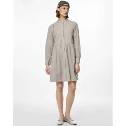 Robe courte manches longues en coton Sally beige Zola
