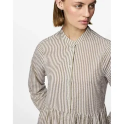 Robe courte manches longues en coton Sally beige Zola