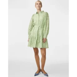Robe courte manches longues vert en coton