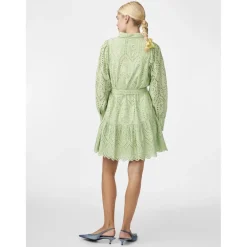 Robe courte manches longues vert en coton