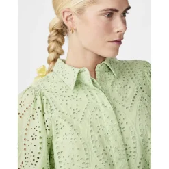 Robe courte manches longues vert en coton