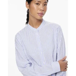 Robe courte manches longues en coton Sally bleu Luna