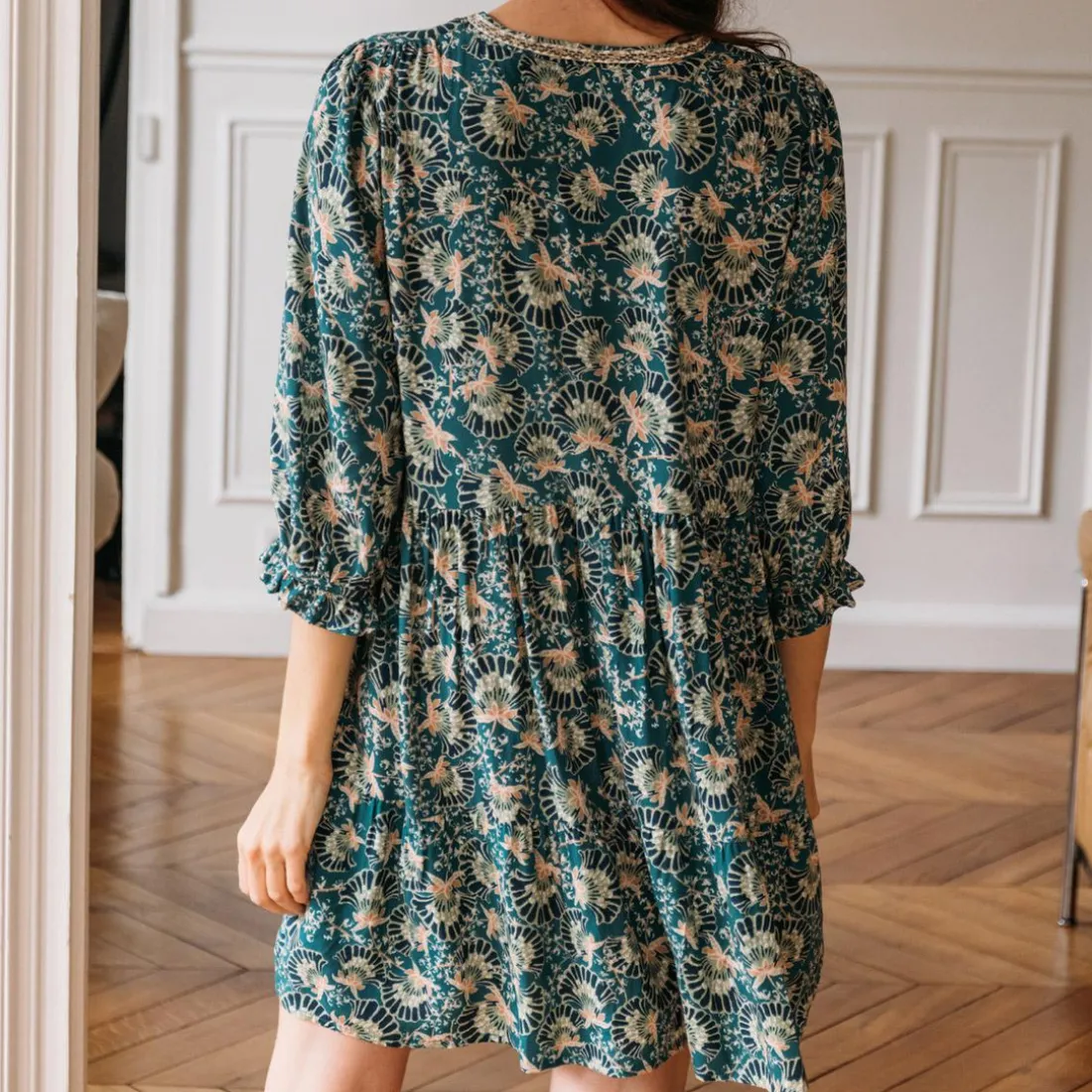 Robe courte Marine vert en viscose