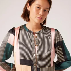 Robe courte motifs asymétriques multicolore