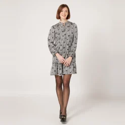 Robe courte noir avec imprimé graphique