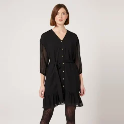 Robe courte noire cintrée