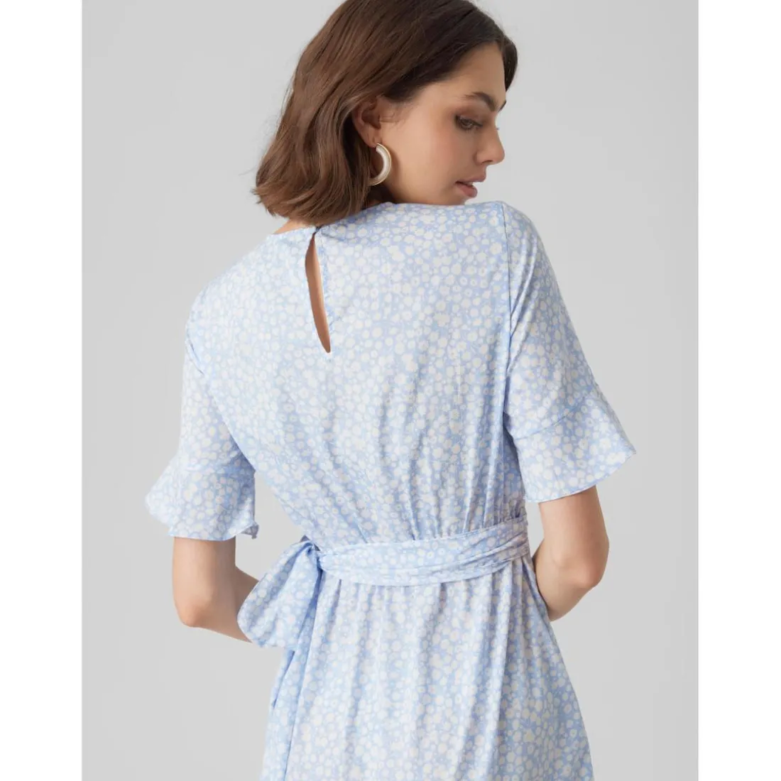 Robe courte Regular Fit Imprimé all over Col rond Manches 2/4 bleu