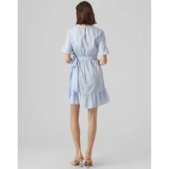 Robe courte Regular Fit Imprimé all over Col rond Manches 2/4 bleu