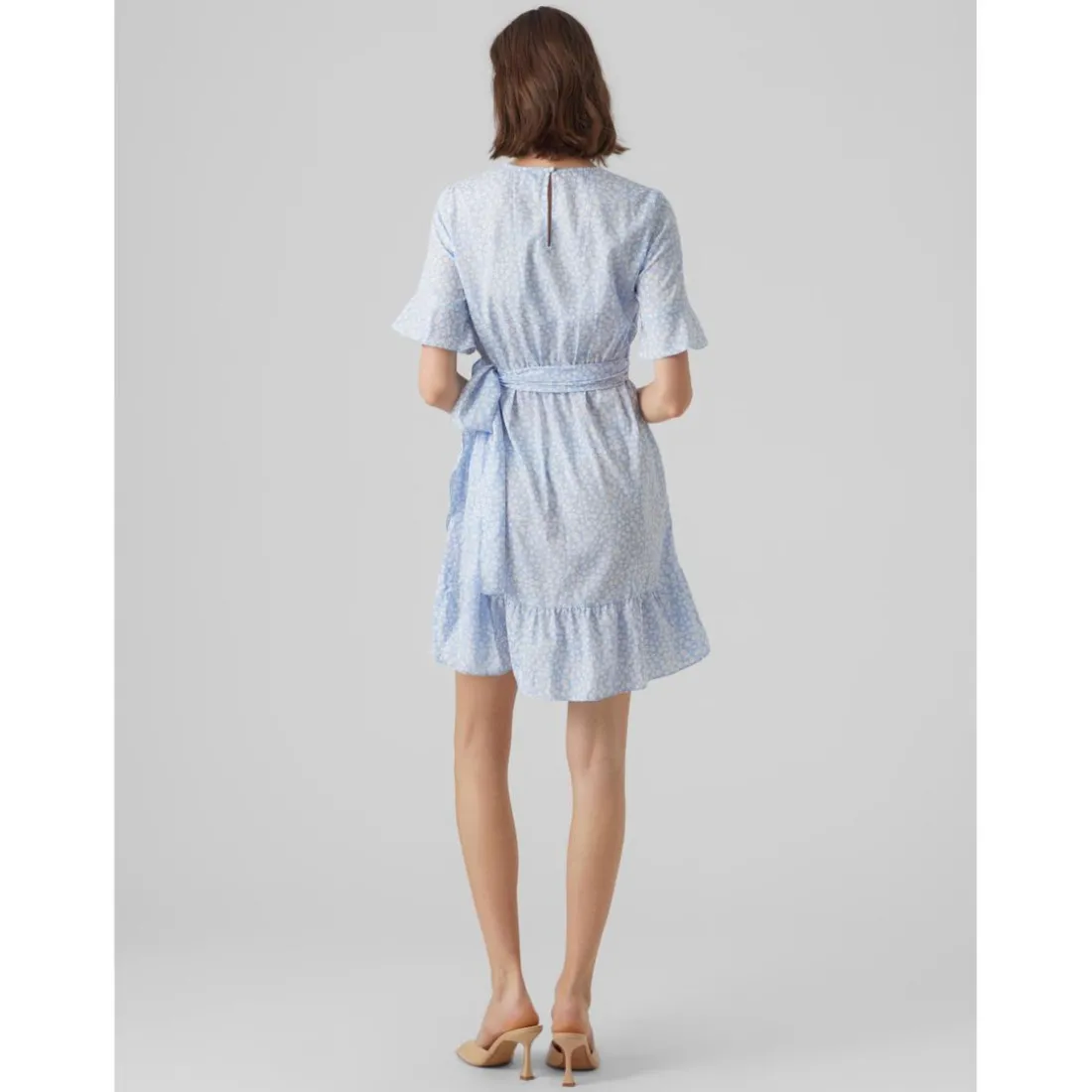 Robe courte Regular Fit Imprimé all over Col rond Manches 2/4 bleu