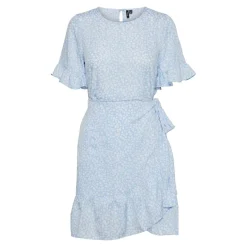 Robe courte Regular Fit Imprimé all over Col rond Manches 2/4 bleu