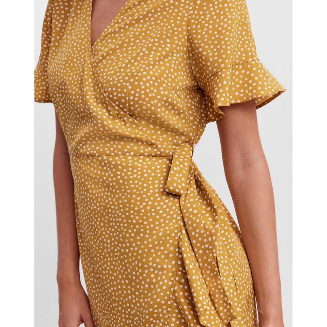Robe courte Regular Fit Imprimé all over Col en V Manches 2/4 jaune