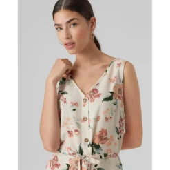 Robe courte Regular Fit Imprimé all over Col en V Sans manches Court gris Tia