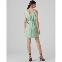 Robe courte Regular Fit Rayures Col en V Sans manches Court blanc Leah