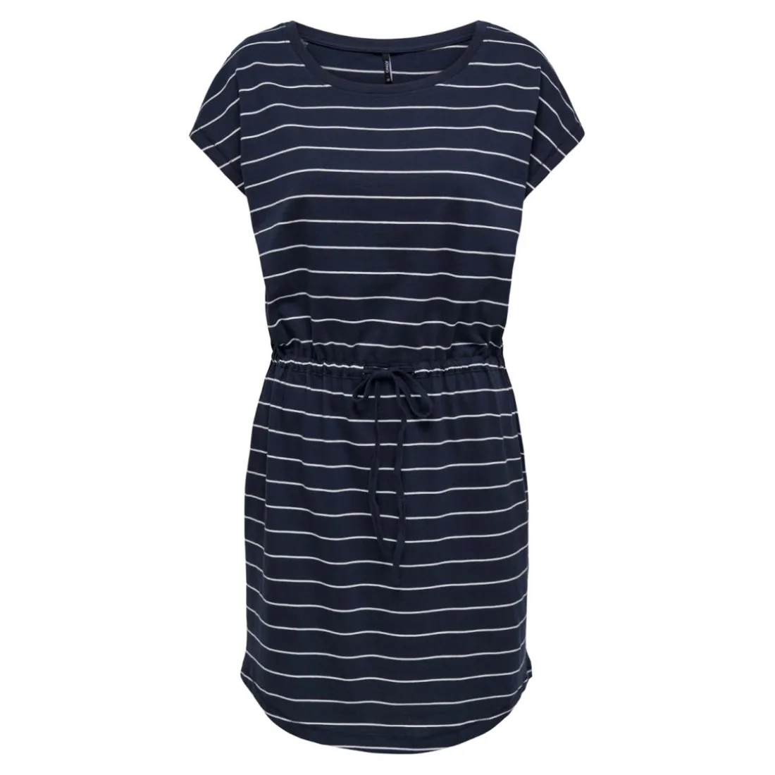 Robe courte taille ajustée manches courtes bleu foncé en coton Agnes
