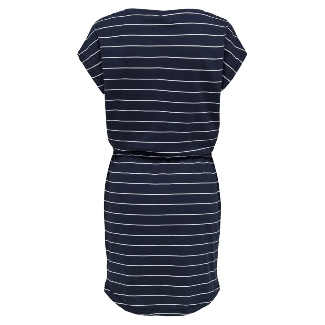 Robe courte taille ajustée manches courtes bleu foncé en coton Agnes