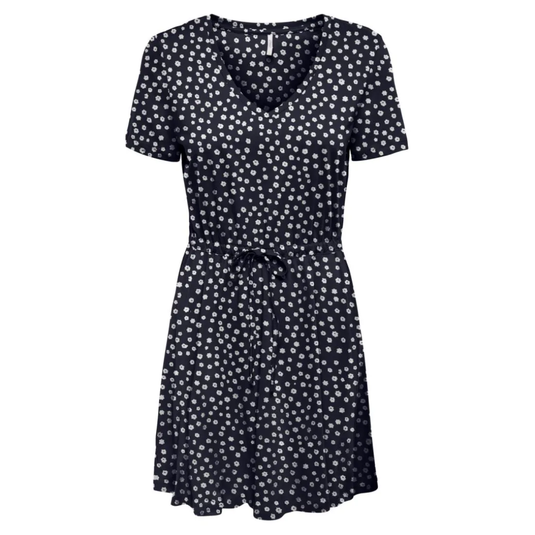 Robe courte taille ajustée manches courtes bleu foncé en coton Wren