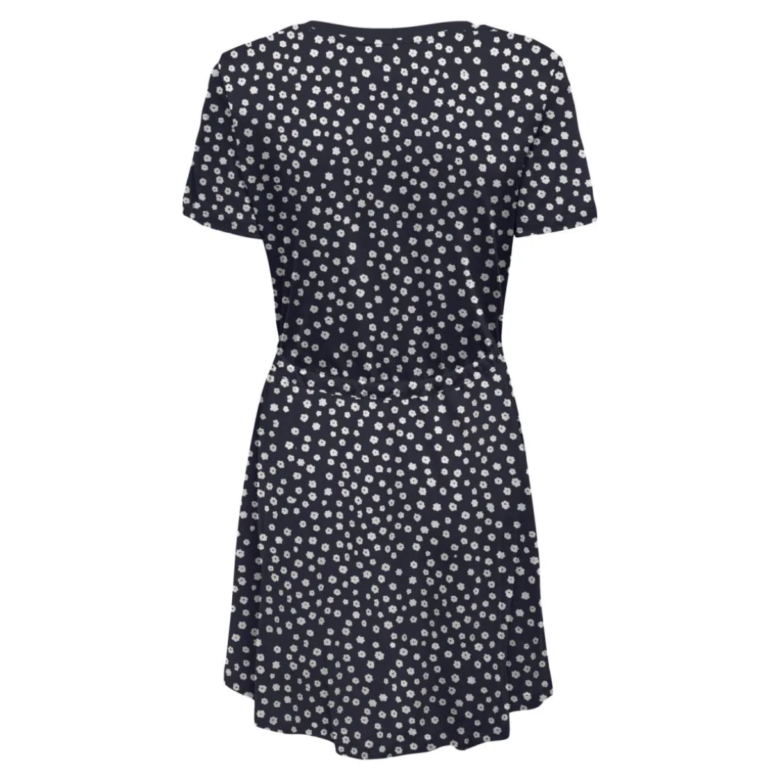 Robe courte taille ajustée manches courtes bleu foncé en coton Wren