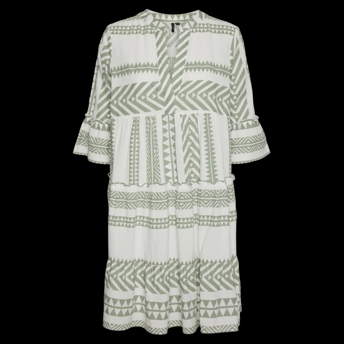 Robe courte tunique court col en v manches larges manches 3/4 blanc Pia