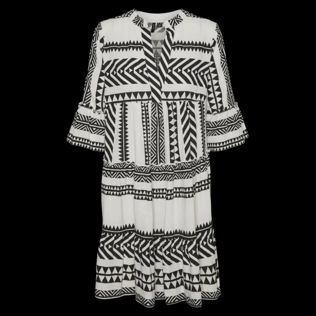Robe courte tunique court col en v manches larges manches 3/4 blanc Zoe