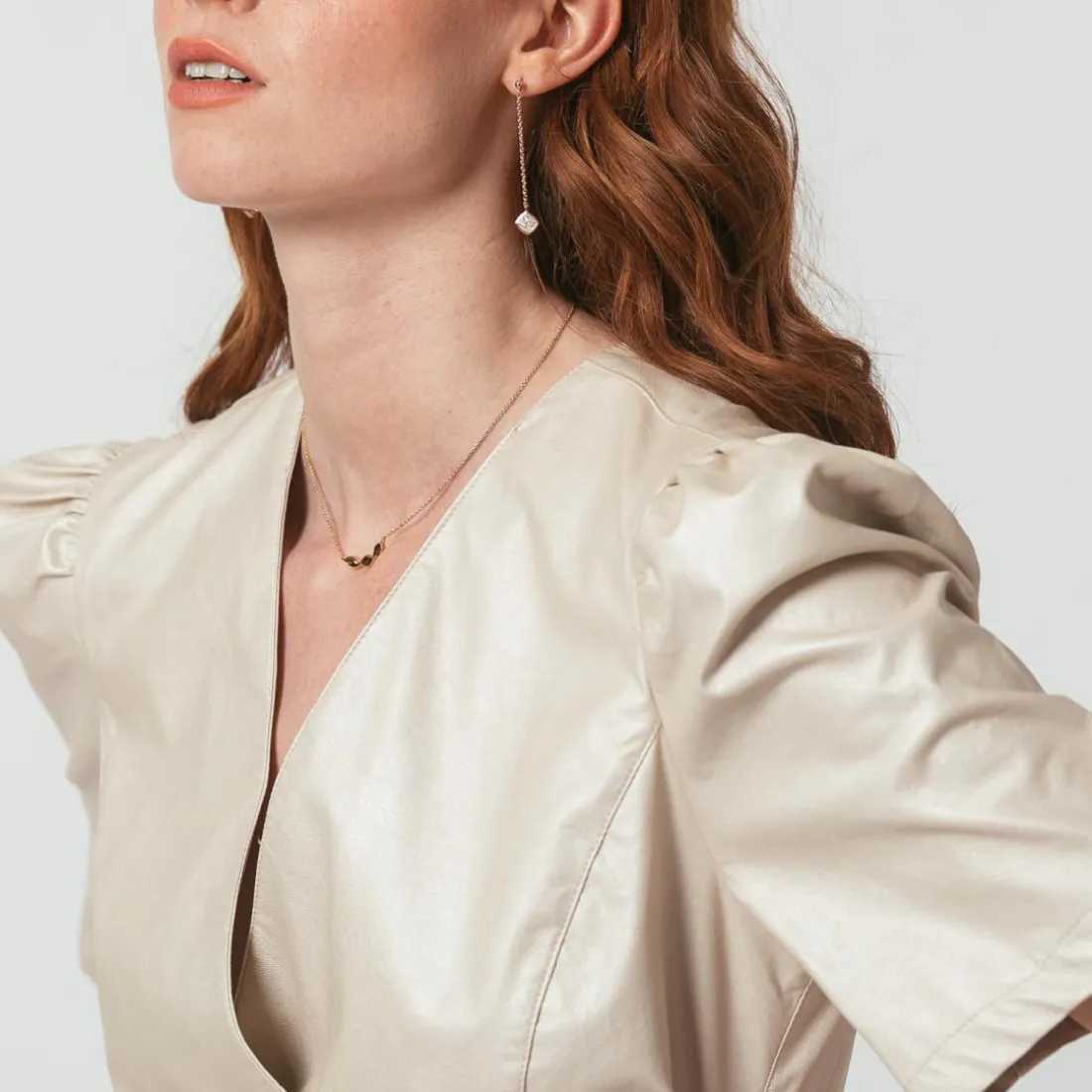 Robe croisée en simili Jade