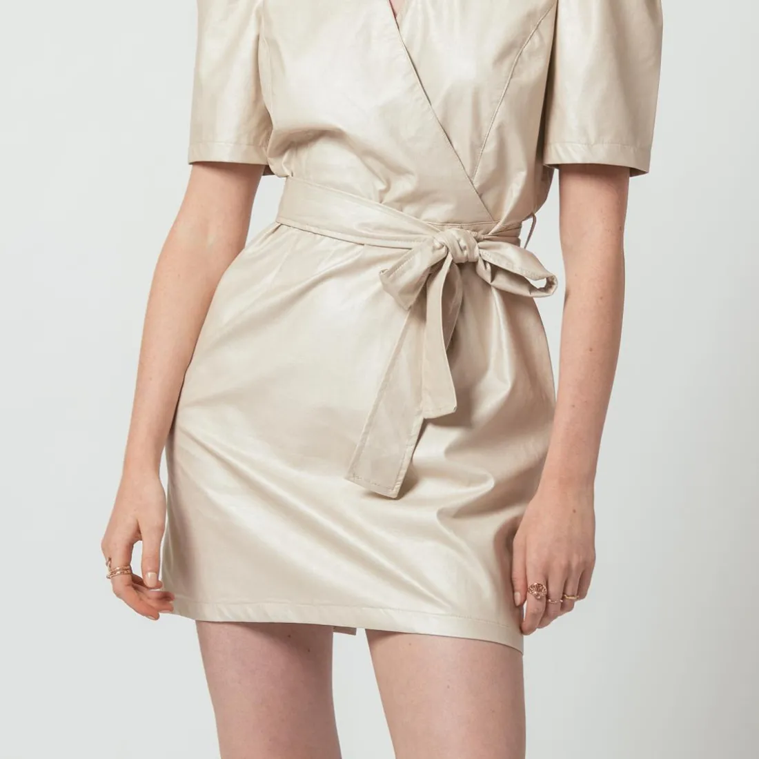 Robe croisée en simili Jade