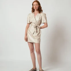 Robe croisée en simili Jade