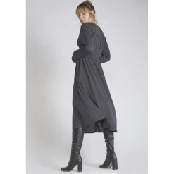 Robe droite CHANAN gris en coton modal