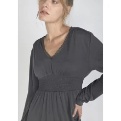 Robe droite CHANAN gris en coton modal