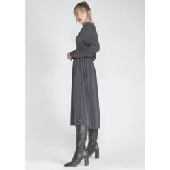 Robe droite CHANAN gris en coton modal