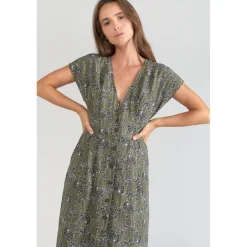 Robe droite CROFT vert en lin