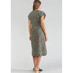 Robe droite CROFT vert en lin