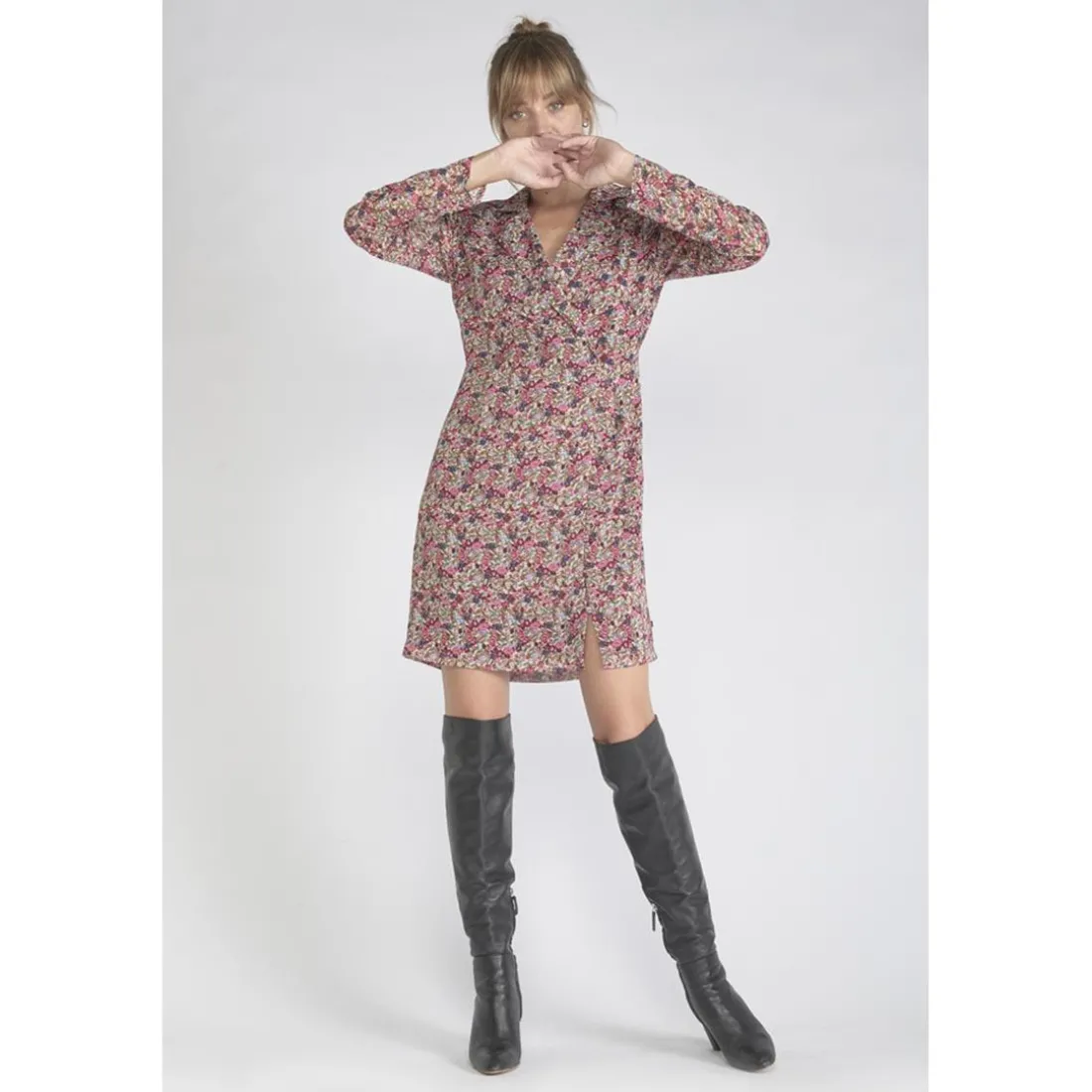 Robe droite HABBES rose