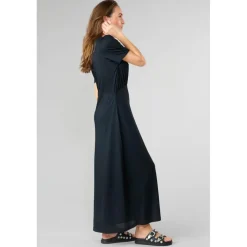 Robe droite ORIENT noir en tencel