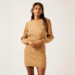 Robe en maille beige