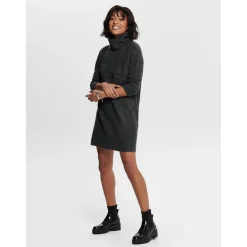 Robe en maille Col bénitier Manches 3/4 Au-dessus du genou gris