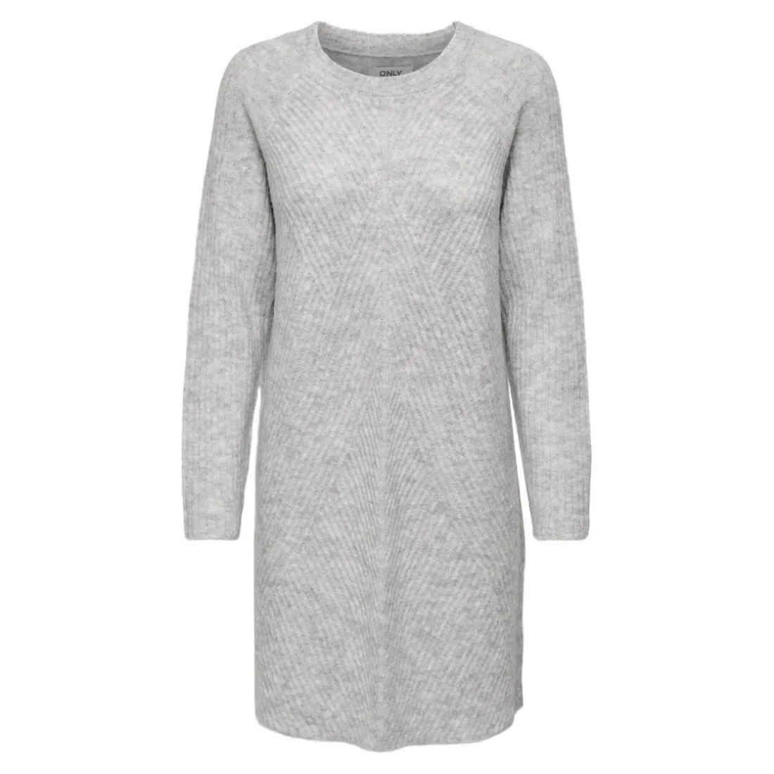 Robe en maille Col en V Manches longues gris