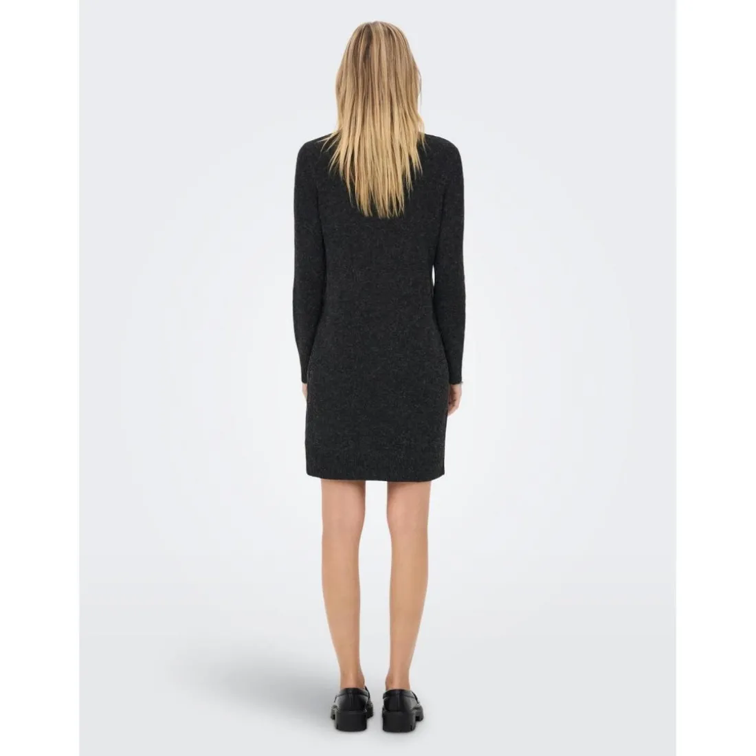 Robe en maille Col rond Manches longues noir Vivi