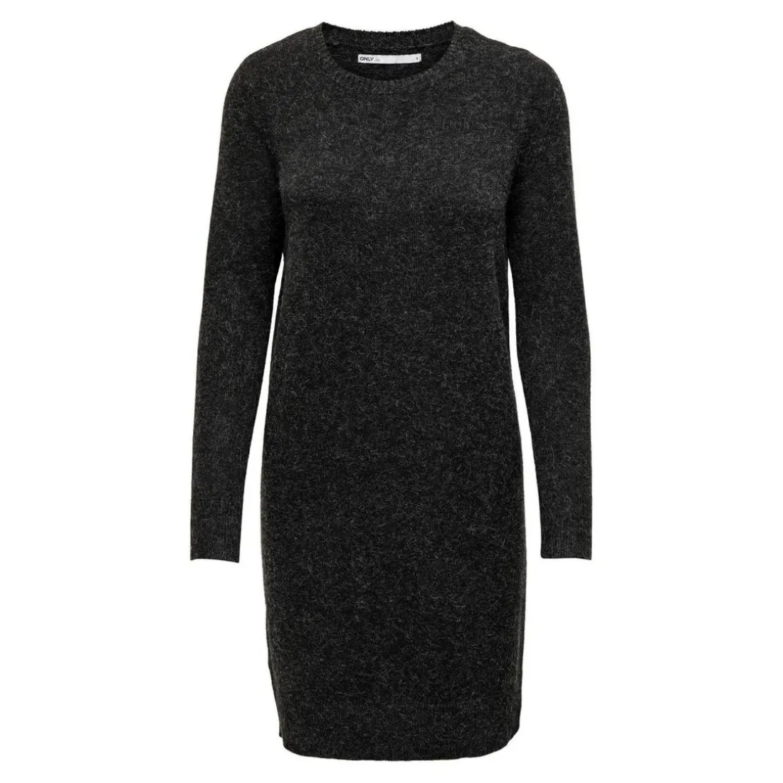 Robe en maille Col rond Manches longues noir Vivi