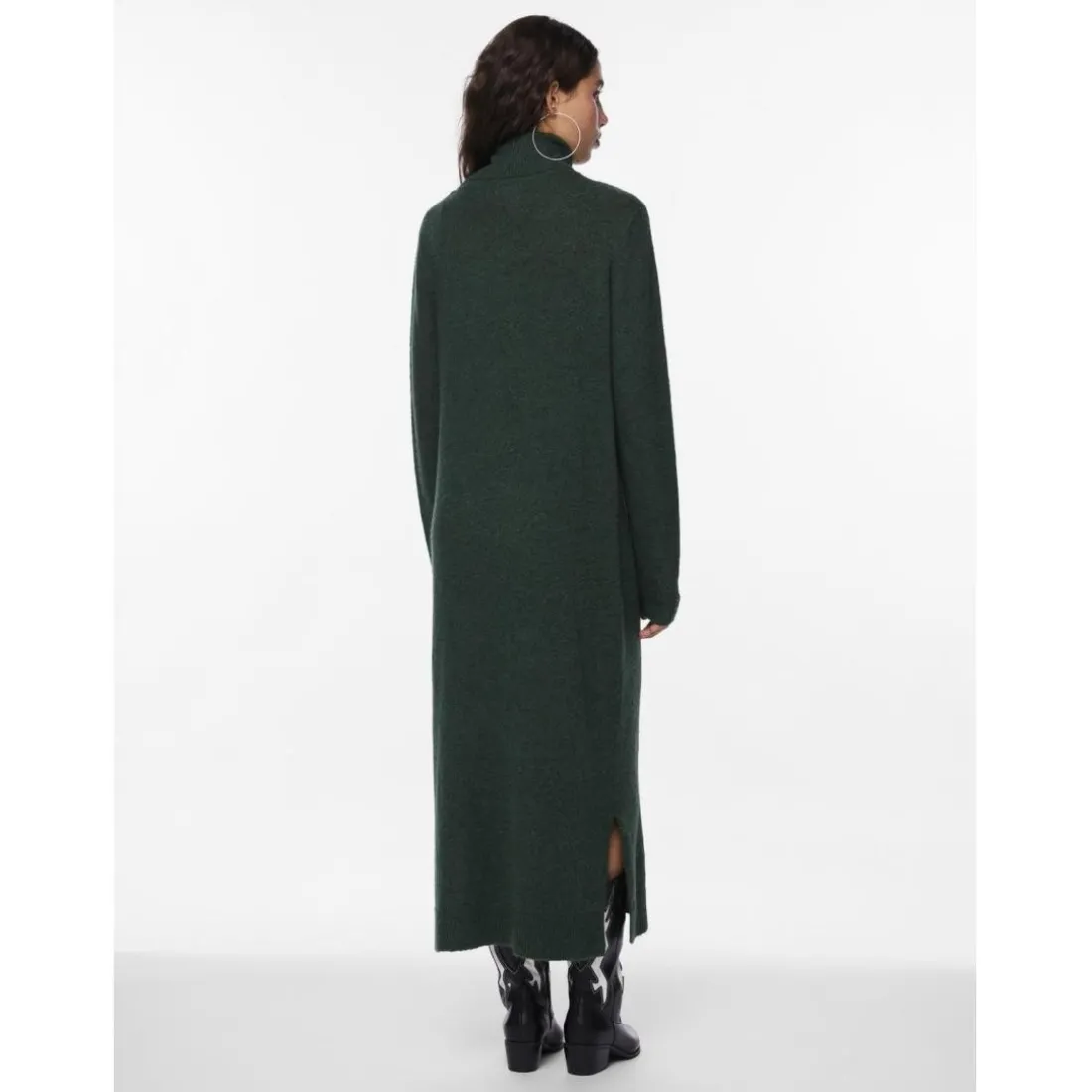 Robe en maille manches longues vert Anya