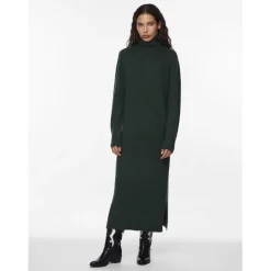 Robe en maille manches longues vert Anya