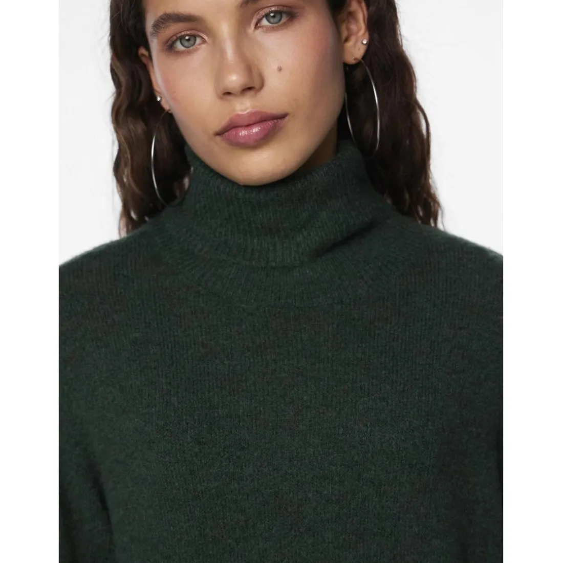 Robe en maille manches longues vert Anya