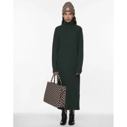 Robe en maille manches longues vert Anya