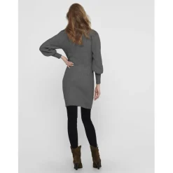 Robe en maille manches longues gris foncé Faye