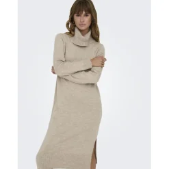 Robe en maille manches longues gris clair Sofia